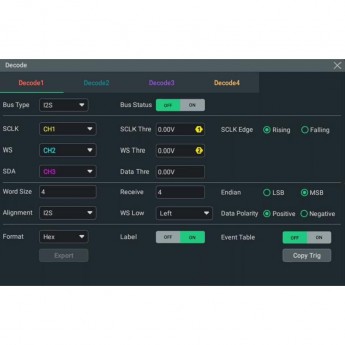 Опция анализа и запуска по шинам I2S RIGOL DHO4000 DHO4000-AUDIOA