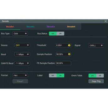 Опция анализа и запуска по шинам CAN-FD/LIN RIGOL DHO4000 DHO4000-AUTOA