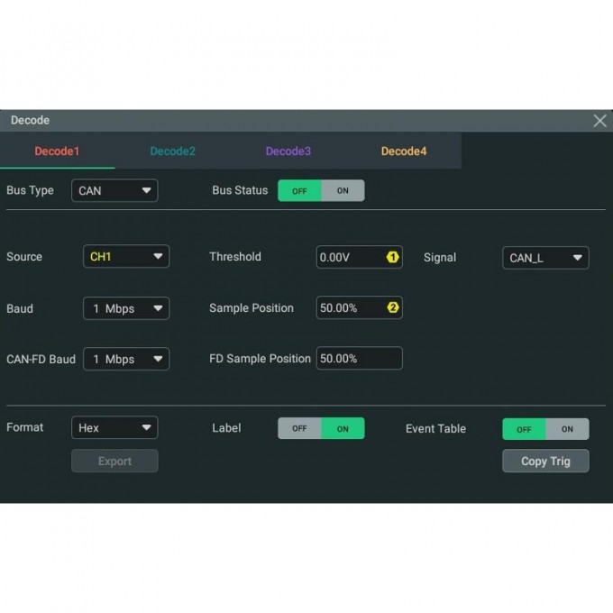 Опция анализа и запуска по шинам CAN-FD/LIN RIGOL DHO4000 DHO4000-AUTOA