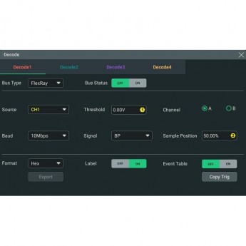 Опция анализа и запуска по шинам FlexRay для осциллографов RIGOL серии DHO4000 DHO4000-FLEXA