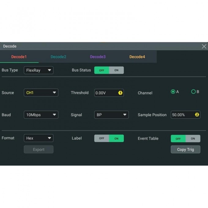 Опция анализа и запуска по шинам FlexRay для осциллографов RIGOL серии DHO4000 DHO4000-FLEXA