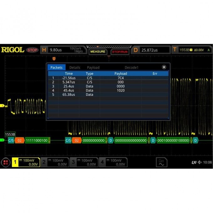Опция анализа и запуска по шинам MIL-STD-1553 RIGOL DS8000-R DS8000-R-AERO