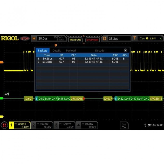 Опция анализа и запуска по шинам CAN/LIN для осциллографов RIGOL DS8000-R DS8000-R-AUTO