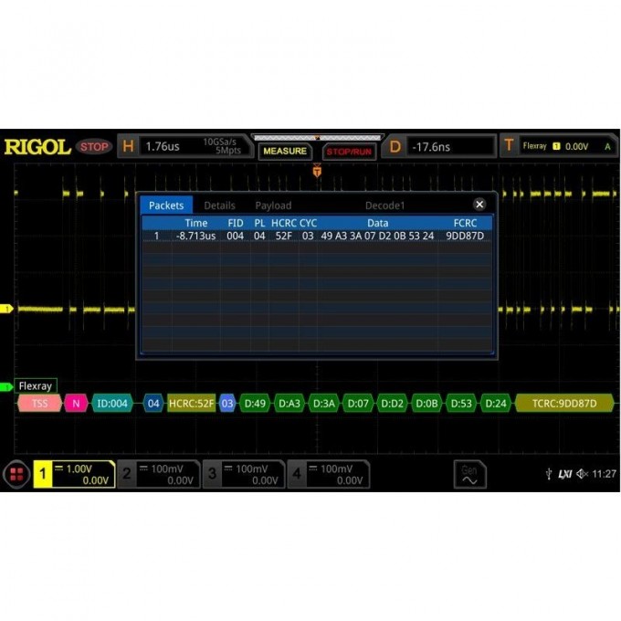 Опция анализа и запуска по шинам FlexRay RIGOL DS8000-R DS8000-R-FLEX