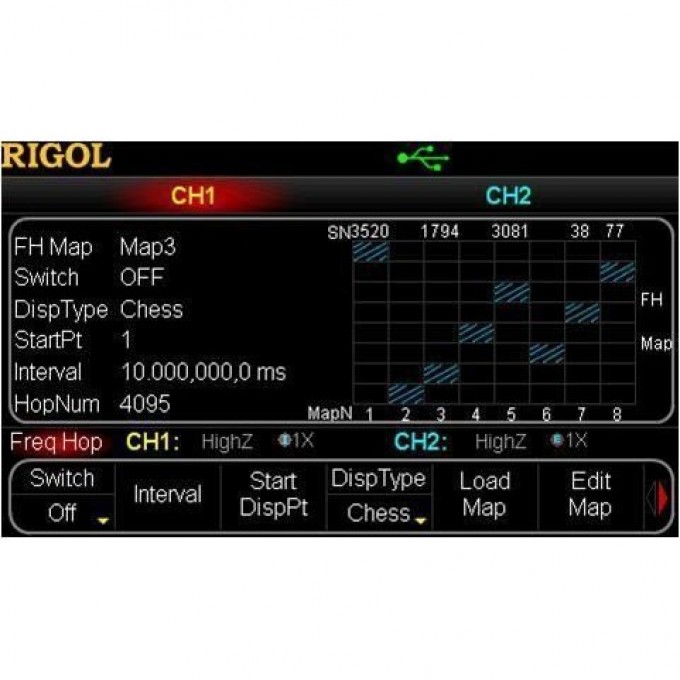 Опция псевдослучайной перестройки частоты RIGOL DG5000 FH-DG5000