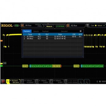 Опция анализа и запуска по шинам CAN и LIN для осциллографов RIGOL MSO8000 MSO8000-AUTO